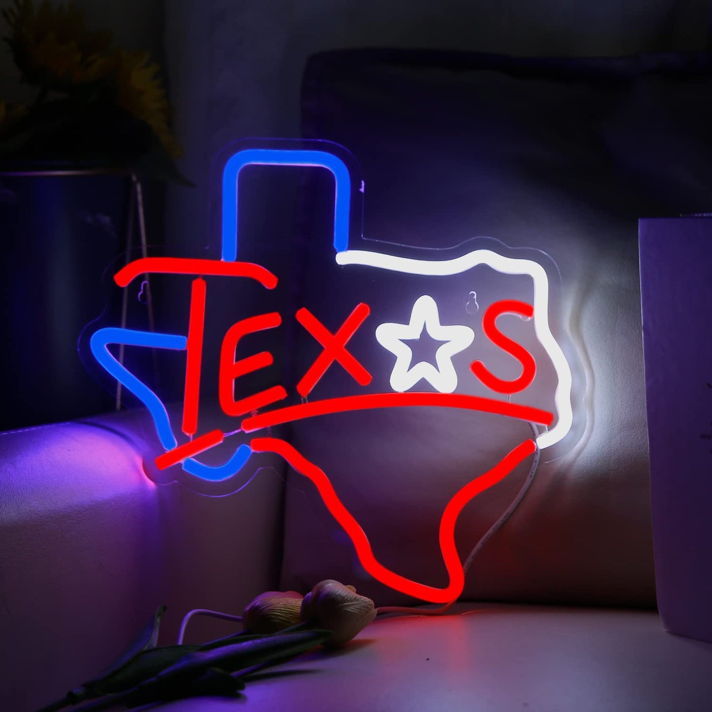 Texas Neon Sign USB Powered for Room Decor Texas Longhorn Neon Sign Lone Star Neon Light Sign Dimmable for Man Cave Bar Wall Art Birthday Gift 12.8 * 12 Inches