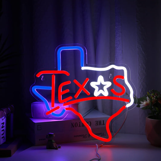 Texas Neon Sign USB Powered for Room Decor Texas Longhorn Neon Sign Lone Star Neon Light Sign Dimmable for Man Cave Bar Wall Art Birthday Gift 12.8 * 12 Inches