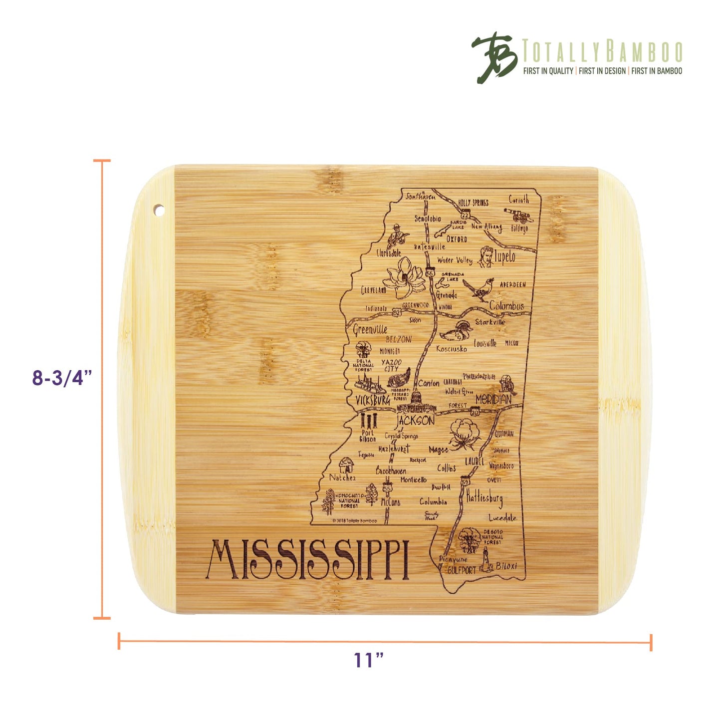 Totally Bamboo A Slice of Life Texas State Serving and Cutting Board, 11" x 8.75"