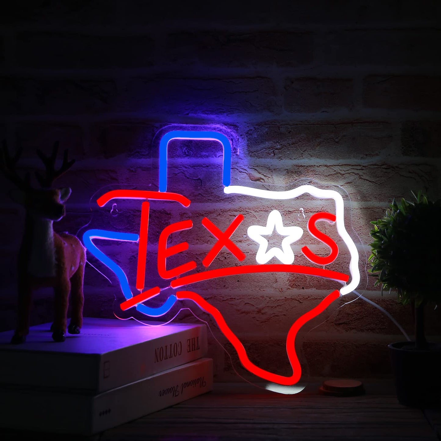 Texas Neon Sign USB Powered for Room Decor Texas Longhorn Neon Sign Lone Star Neon Light Sign Dimmable for Man Cave Bar Wall Art Birthday Gift 12.8 * 12 Inches