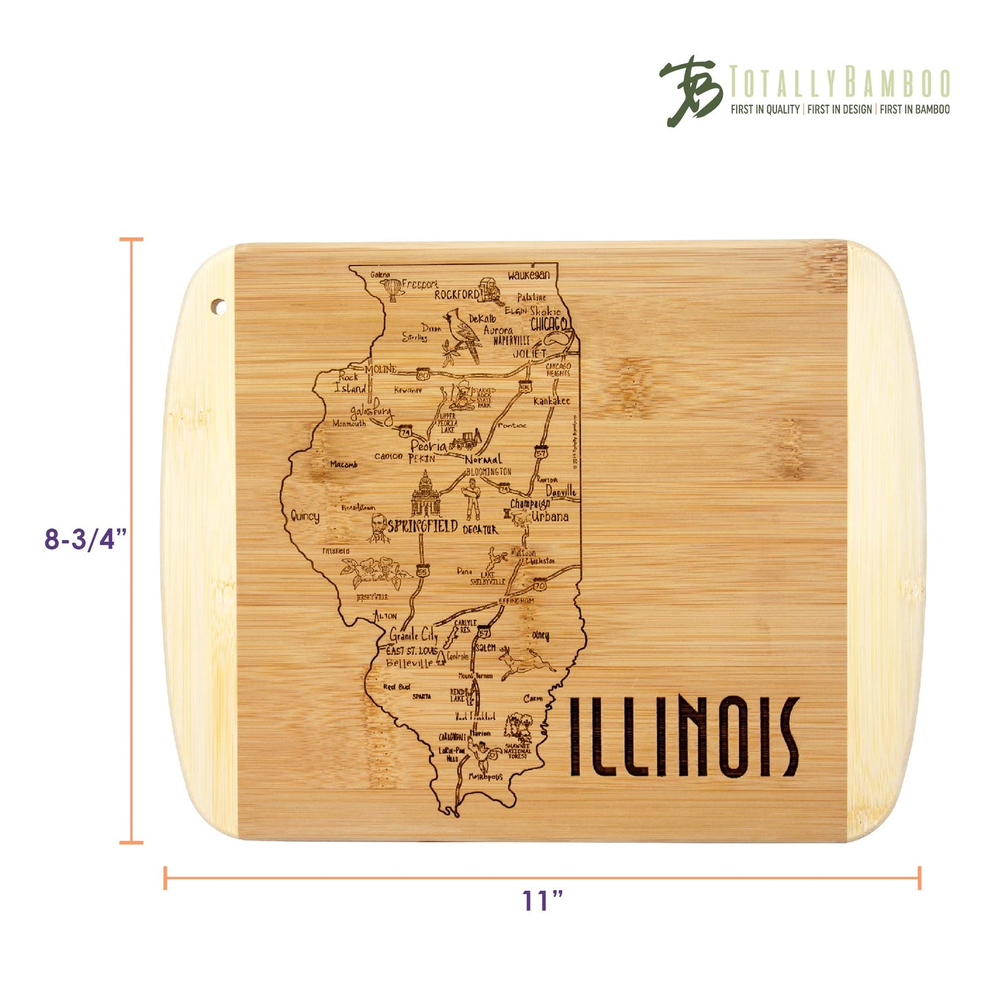 Totally Bamboo A Slice of Life Texas State Serving and Cutting Board, 11" x 8.75"