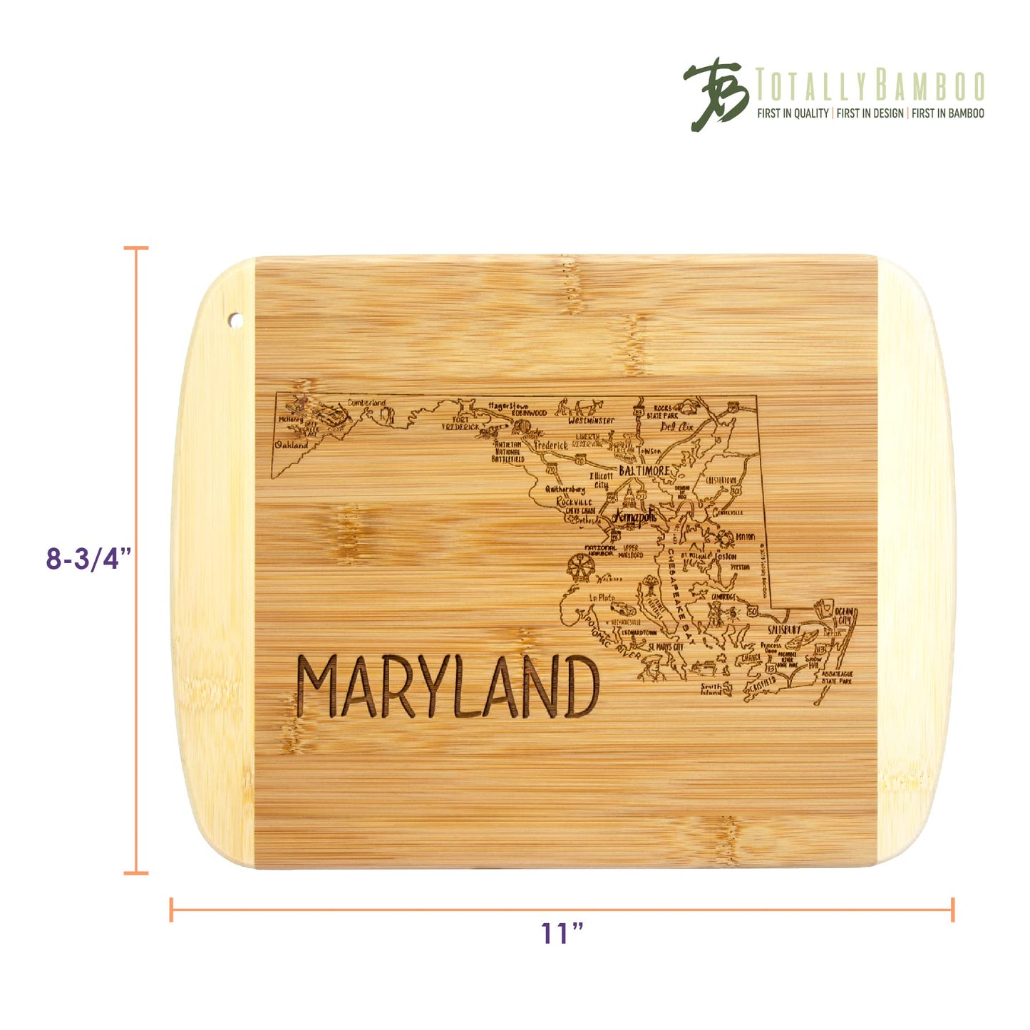 Totally Bamboo A Slice of Life Texas State Serving and Cutting Board, 11" x 8.75"