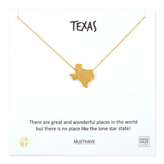 Texas 18K Gold Plated Necklace, Yellow Gold Color, Anchor Chain, Size 16 inch + 2 inch Extender, Pendant