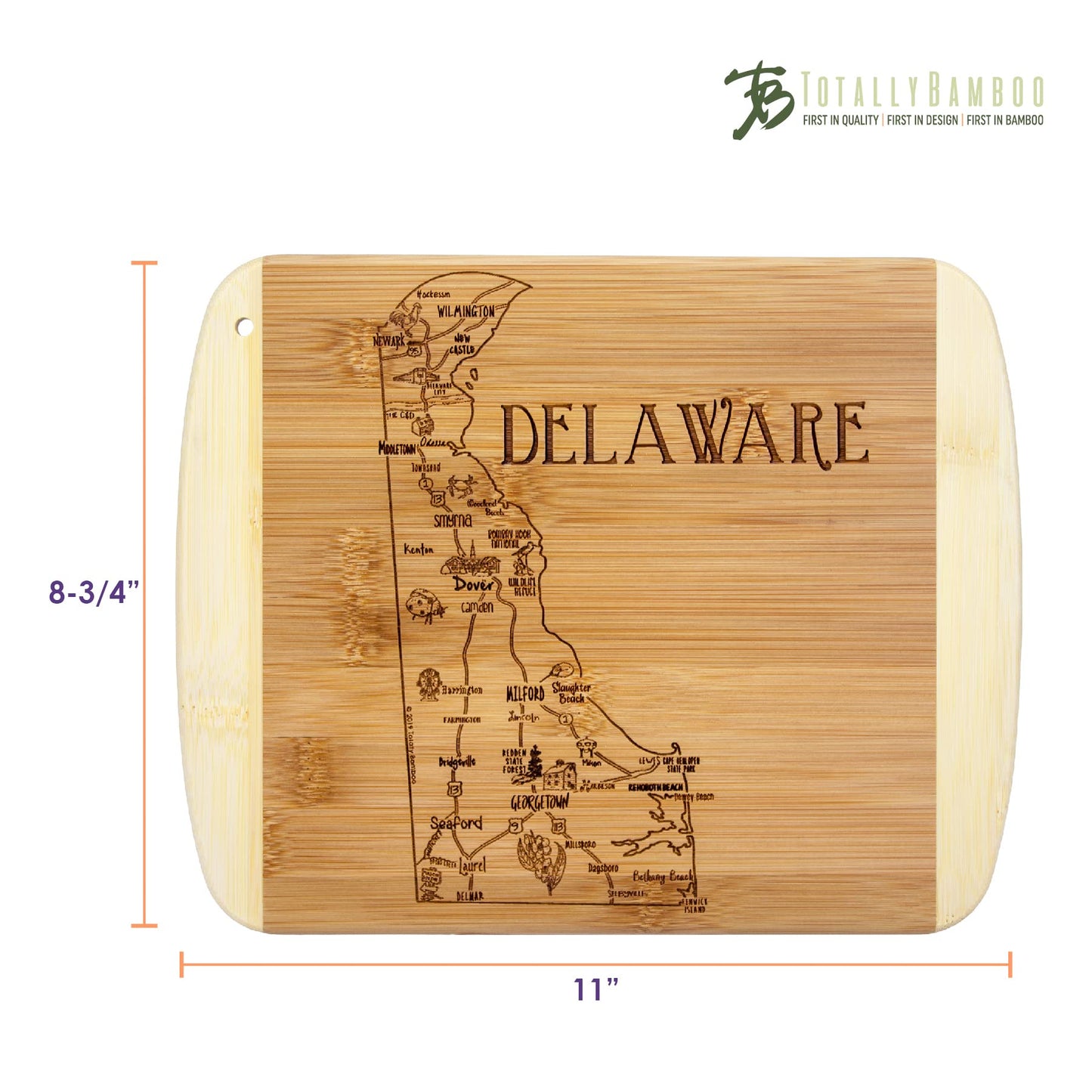 Totally Bamboo A Slice of Life Texas State Serving and Cutting Board, 11" x 8.75"