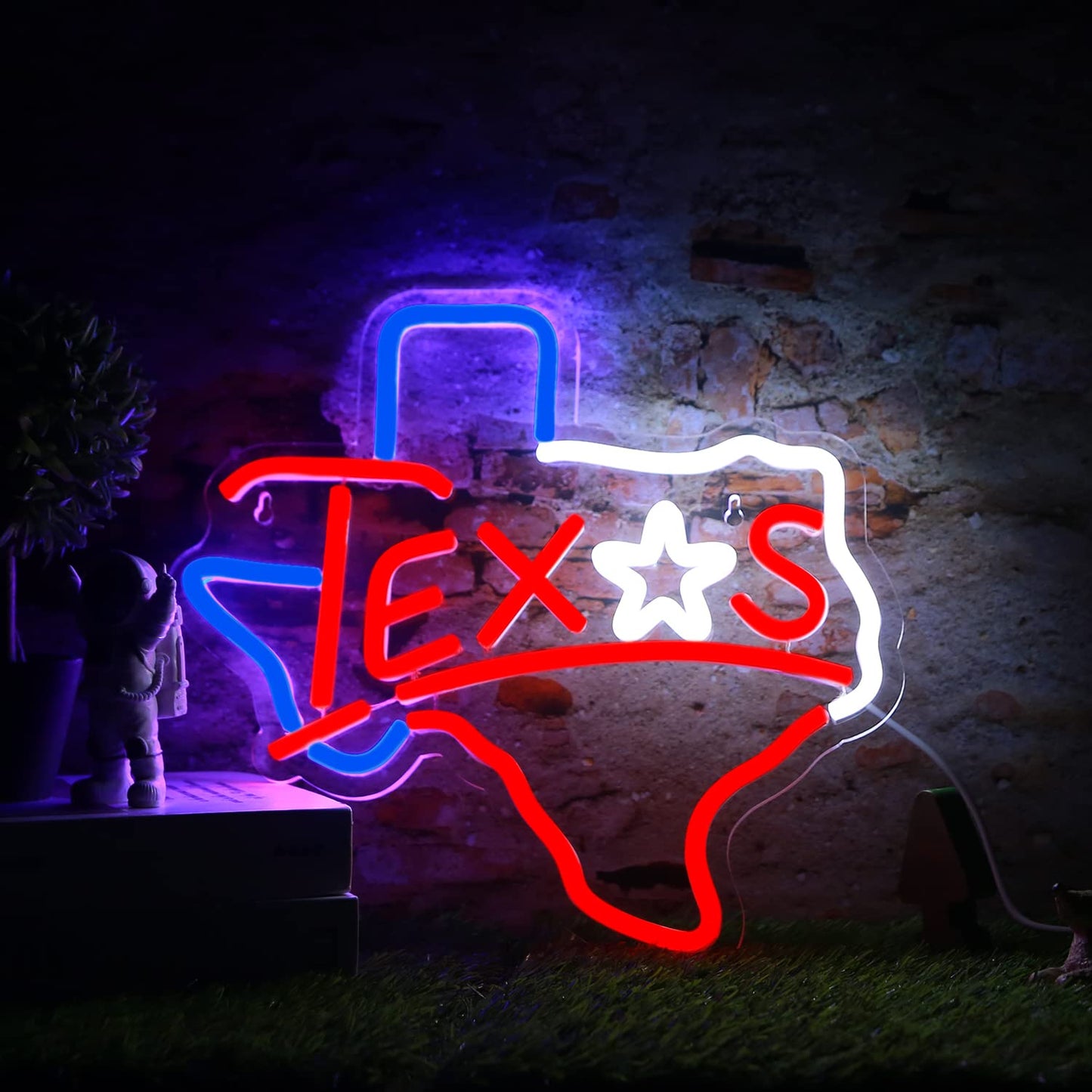 Texas Neon Sign USB Powered for Room Decor Texas Longhorn Neon Sign Lone Star Neon Light Sign Dimmable for Man Cave Bar Wall Art Birthday Gift 12.8 * 12 Inches