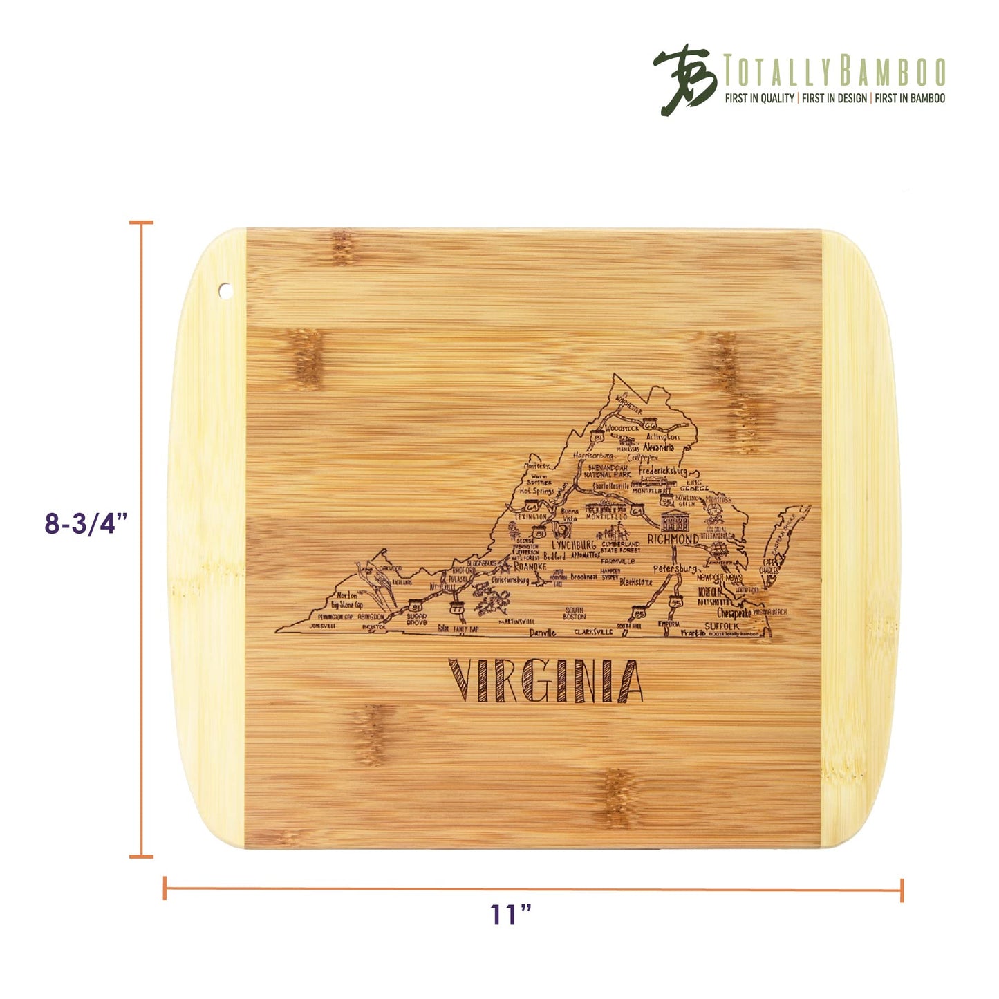 Totally Bamboo A Slice of Life Texas State Serving and Cutting Board, 11" x 8.75"