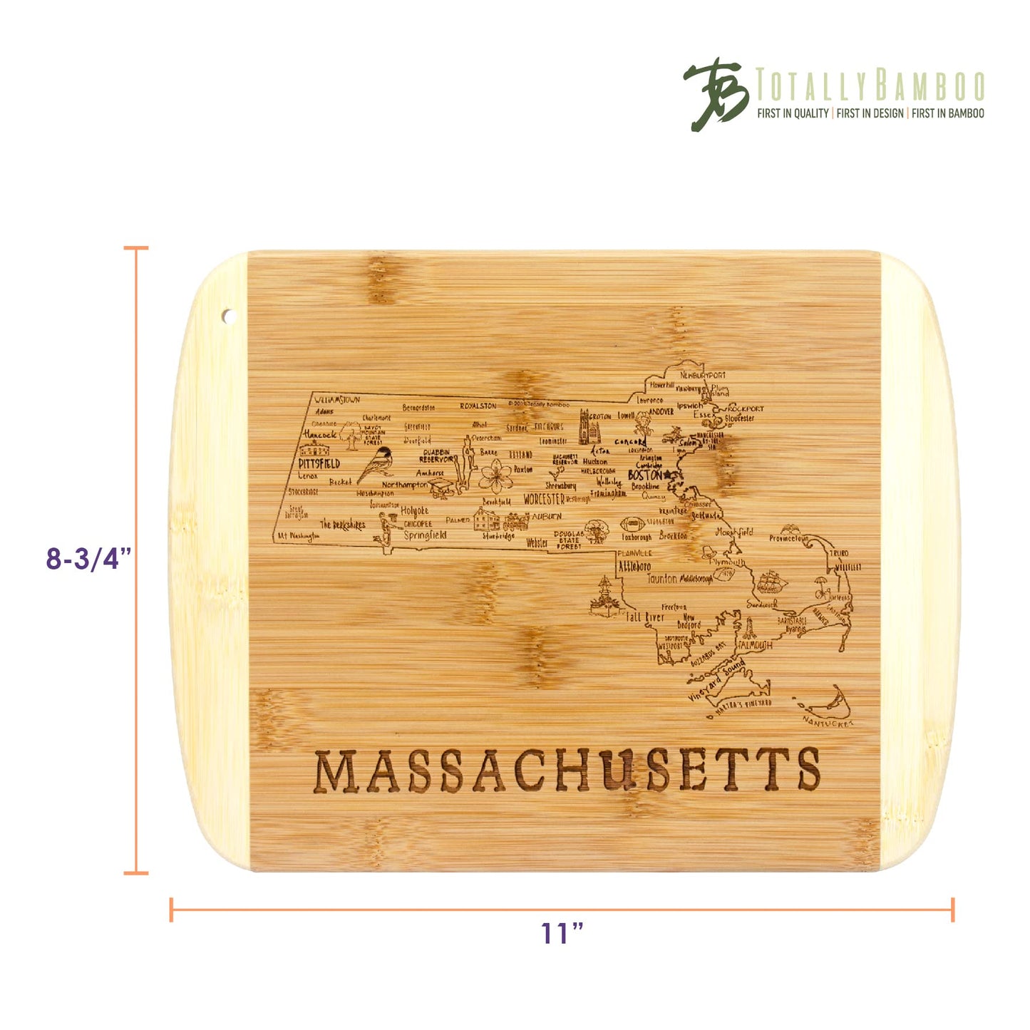 Totally Bamboo A Slice of Life Texas State Serving and Cutting Board, 11" x 8.75"