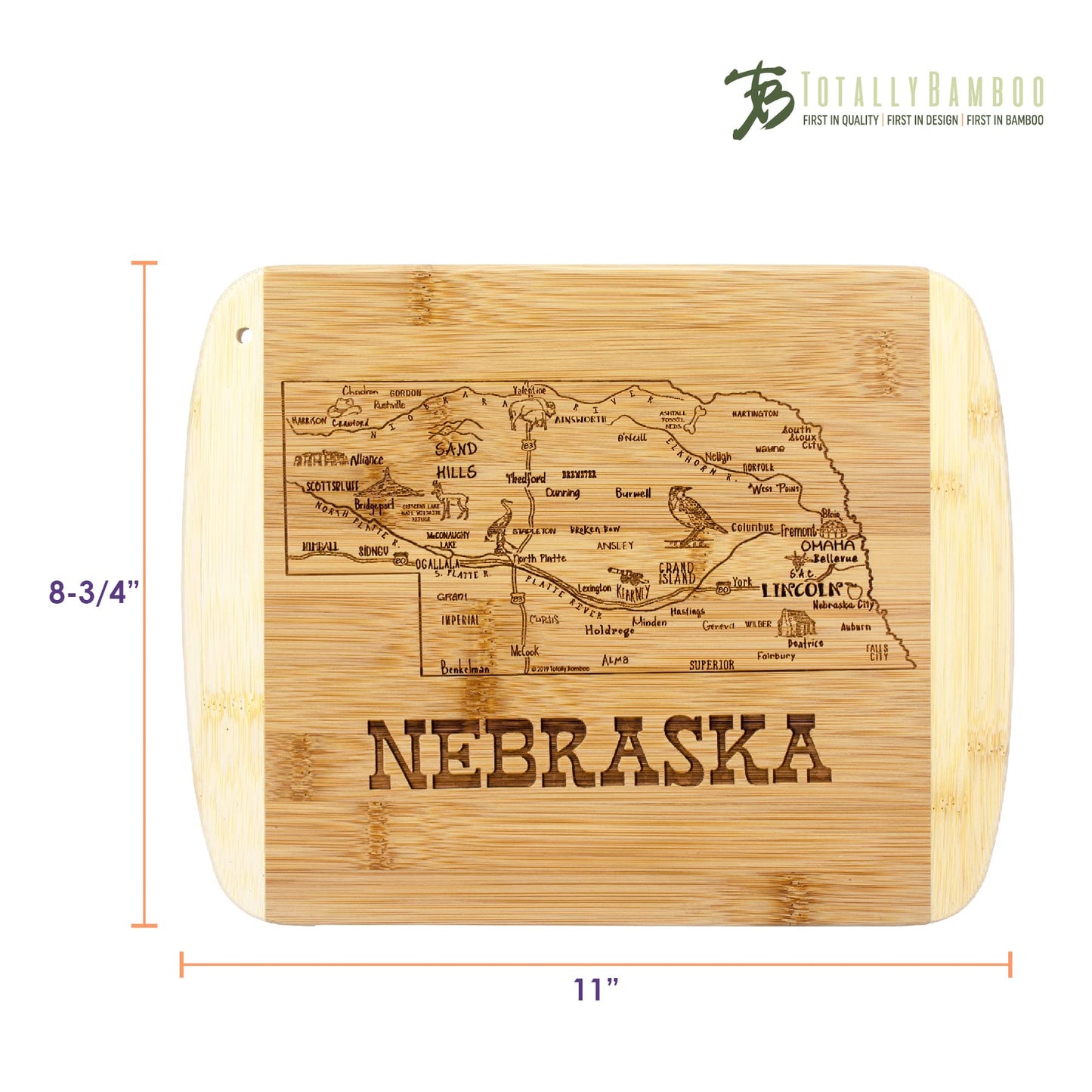 Totally Bamboo A Slice of Life Texas State Serving and Cutting Board, 11" x 8.75"