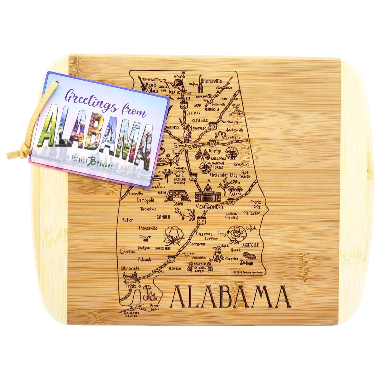 Totally Bamboo A Slice of Life Texas State Serving and Cutting Board, 11" x 8.75"