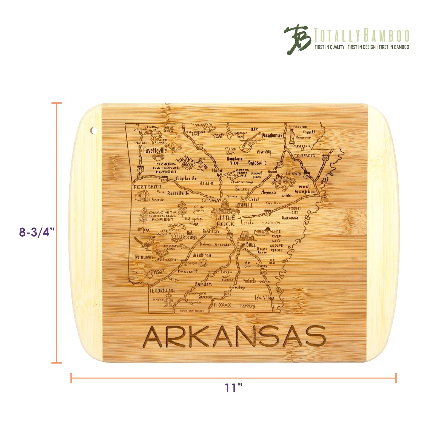 Totally Bamboo A Slice of Life Texas State Serving and Cutting Board, 11" x 8.75"