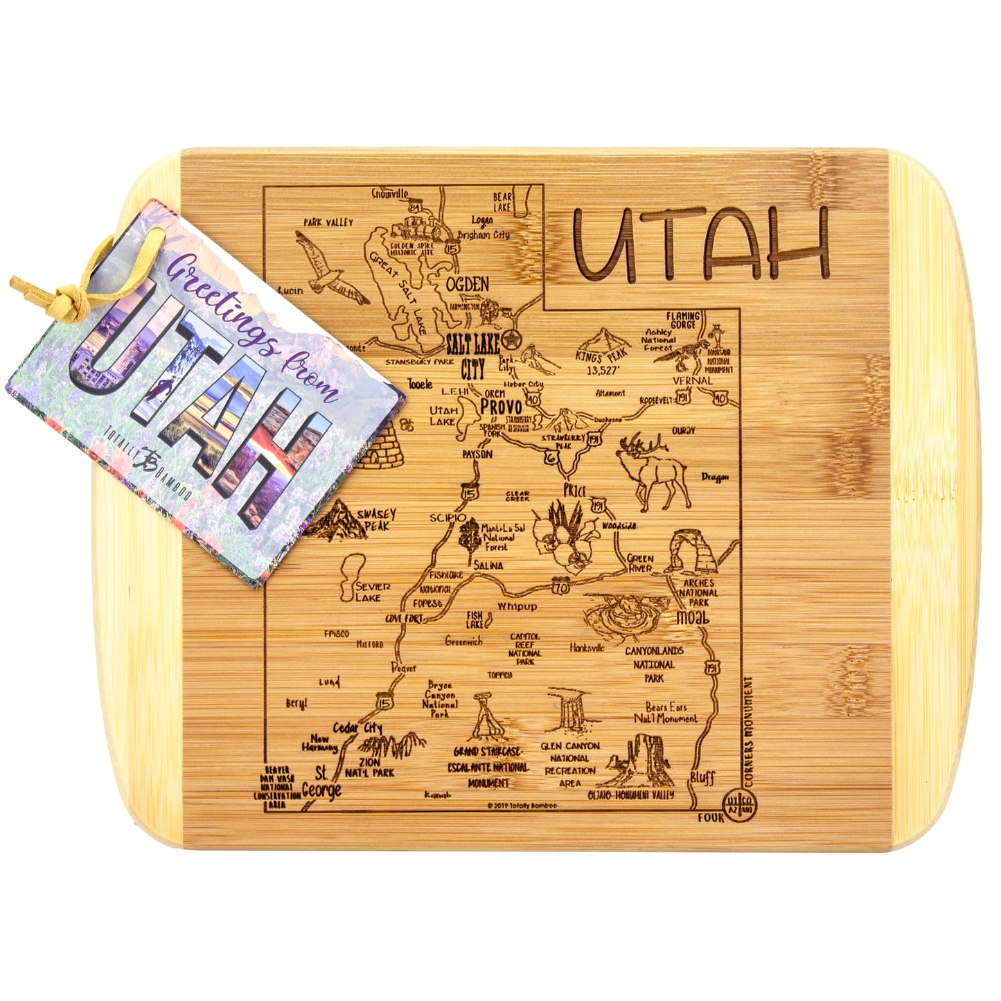 Totally Bamboo A Slice of Life Texas State Serving and Cutting Board, 11" x 8.75"