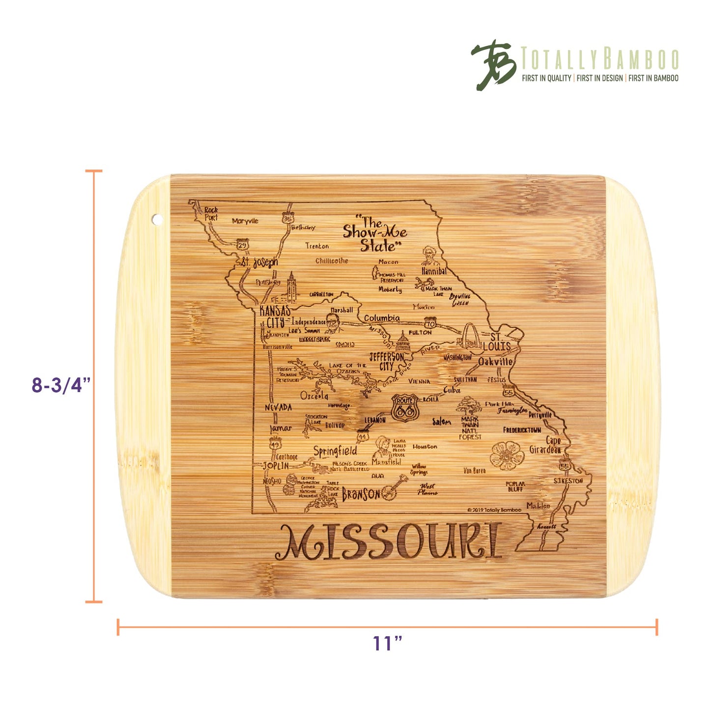 Totally Bamboo A Slice of Life Texas State Serving and Cutting Board, 11" x 8.75"