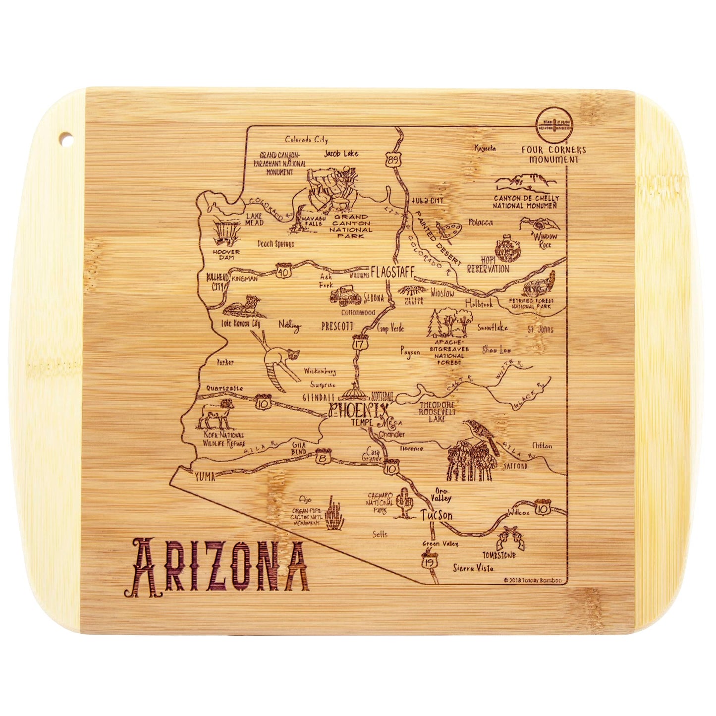 Totally Bamboo A Slice of Life Texas State Serving and Cutting Board, 11" x 8.75"