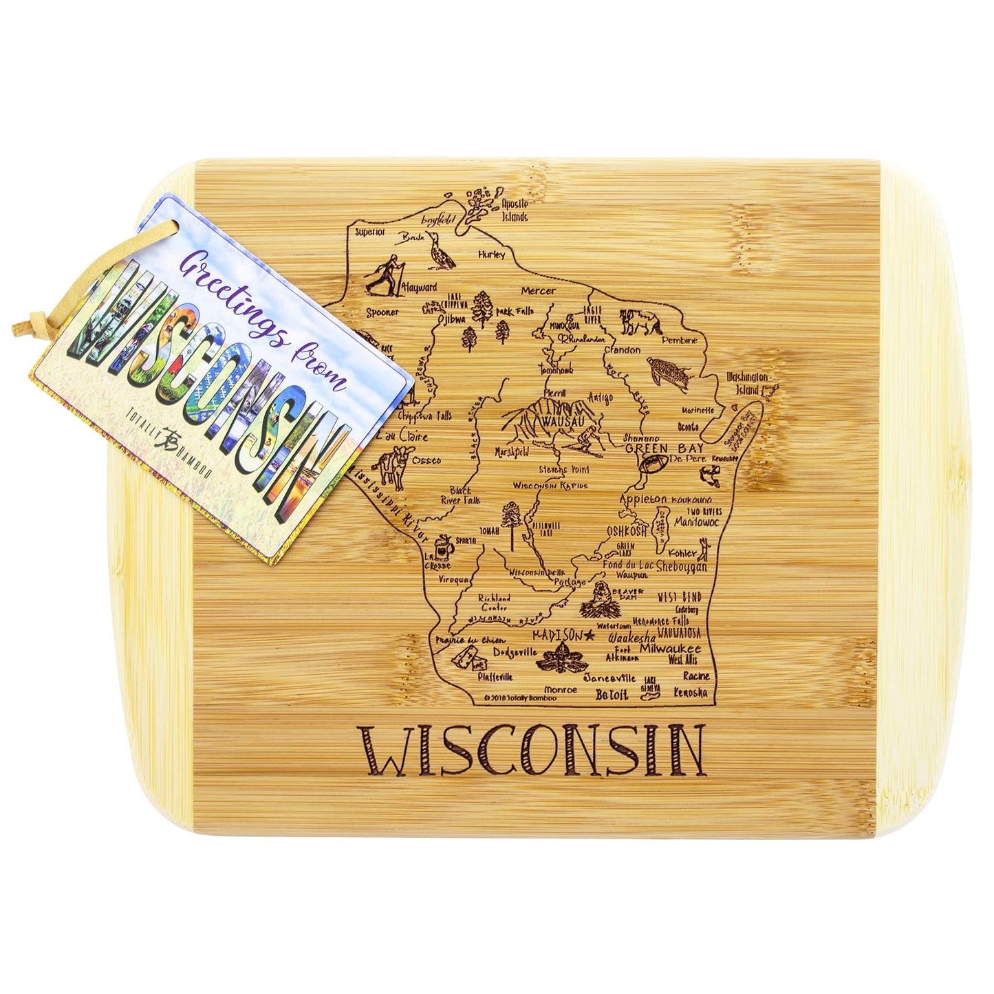 Totally Bamboo A Slice of Life Texas State Serving and Cutting Board, 11" x 8.75"