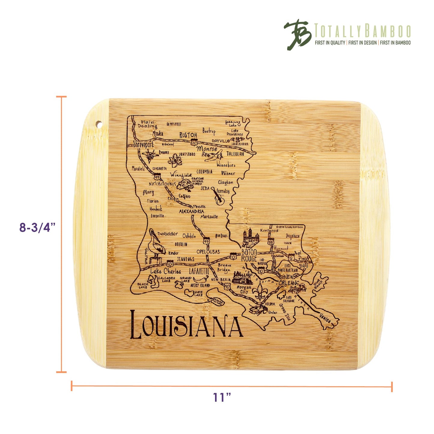 Totally Bamboo A Slice of Life Texas State Serving and Cutting Board, 11" x 8.75"