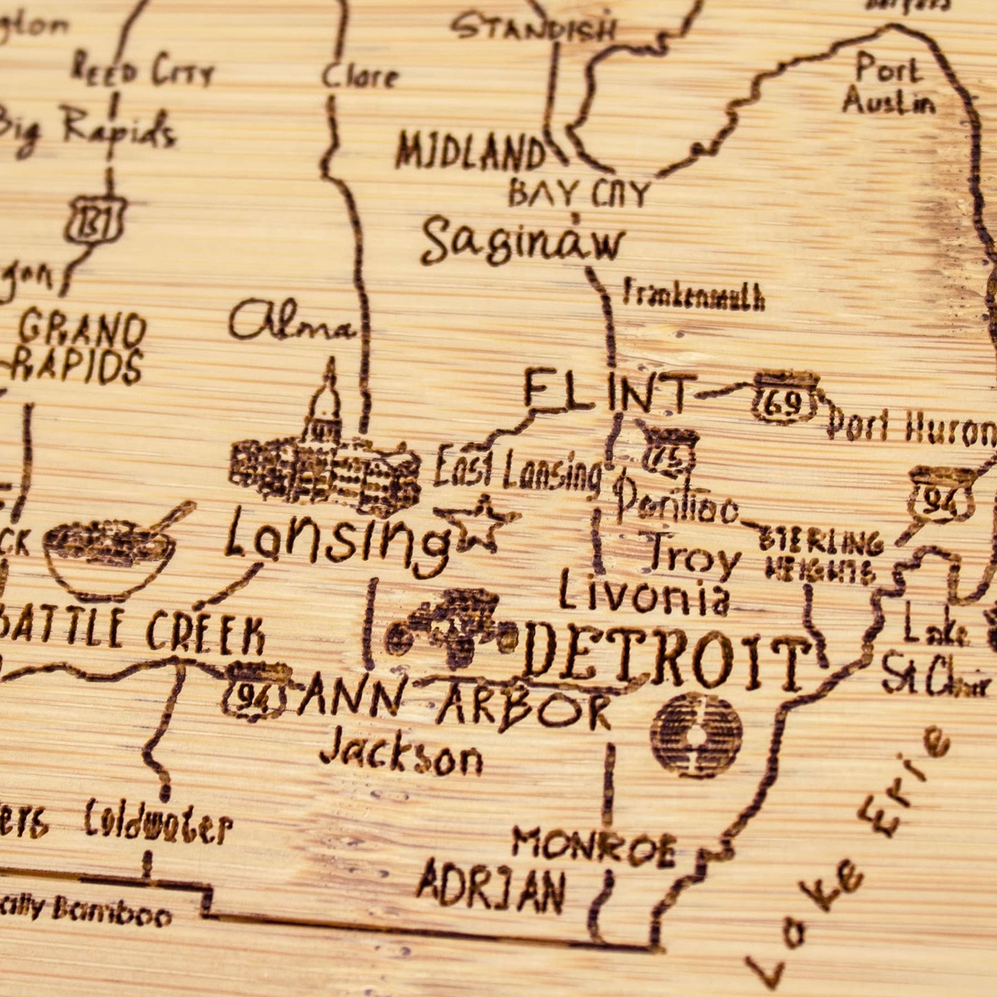 Totally Bamboo A Slice of Life Texas State Serving and Cutting Board, 11" x 8.75"