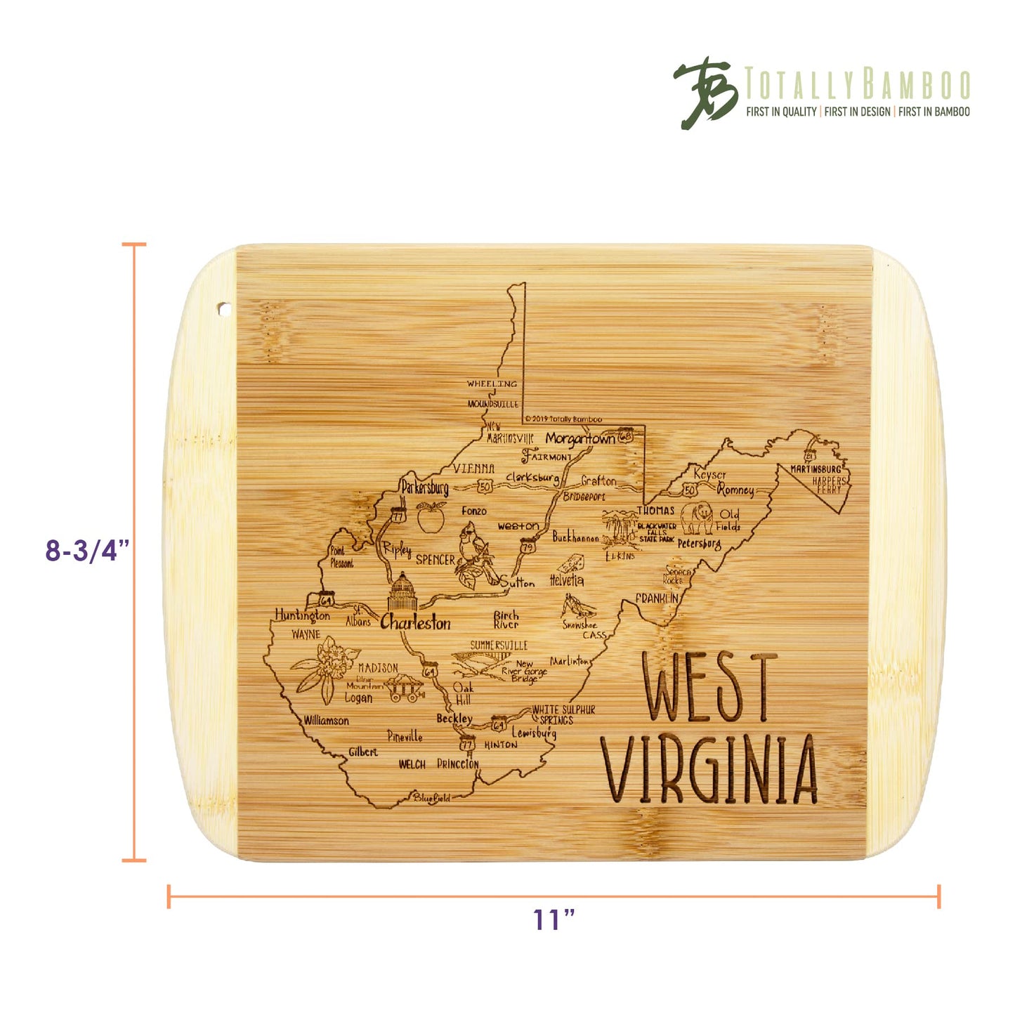 Totally Bamboo A Slice of Life Texas State Serving and Cutting Board, 11" x 8.75"