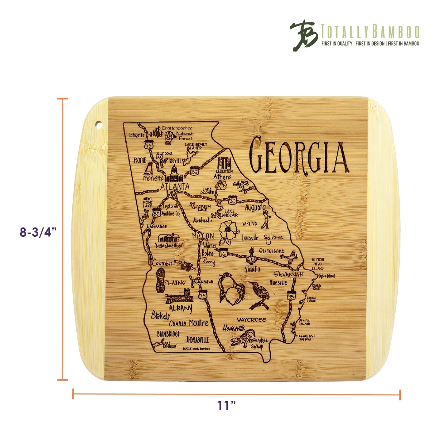 Totally Bamboo A Slice of Life Texas State Serving and Cutting Board, 11" x 8.75"