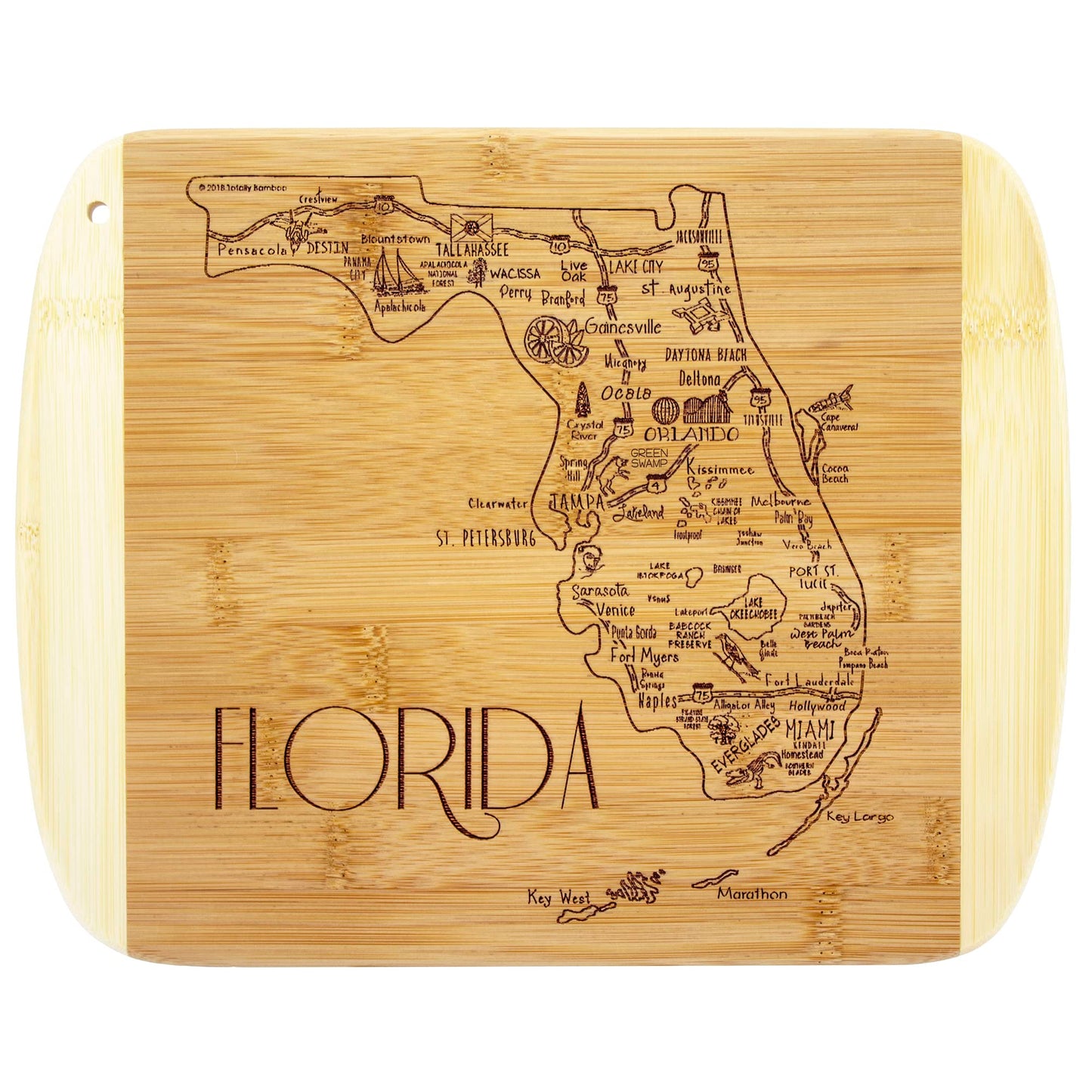 Totally Bamboo A Slice of Life Texas State Serving and Cutting Board, 11" x 8.75"