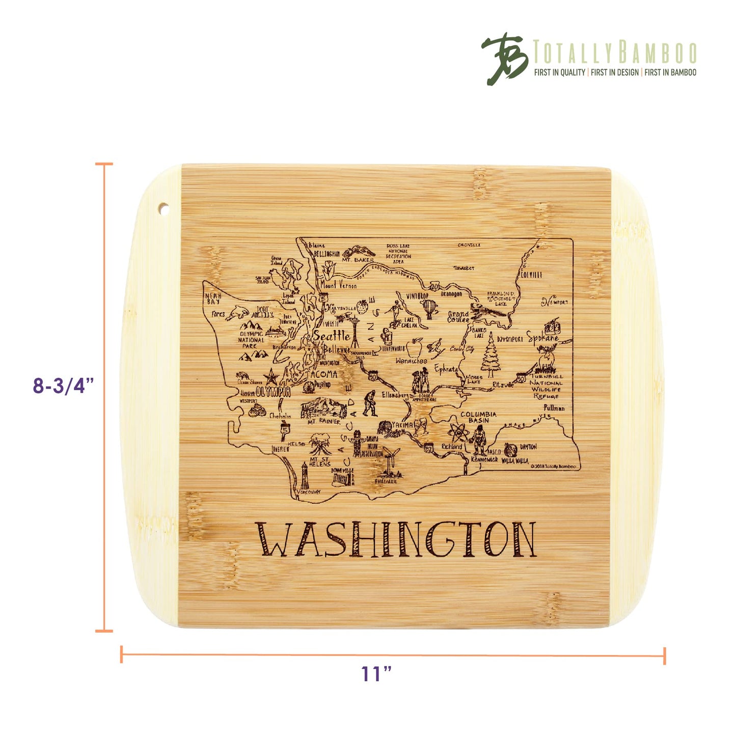 Totally Bamboo A Slice of Life Texas State Serving and Cutting Board, 11" x 8.75"