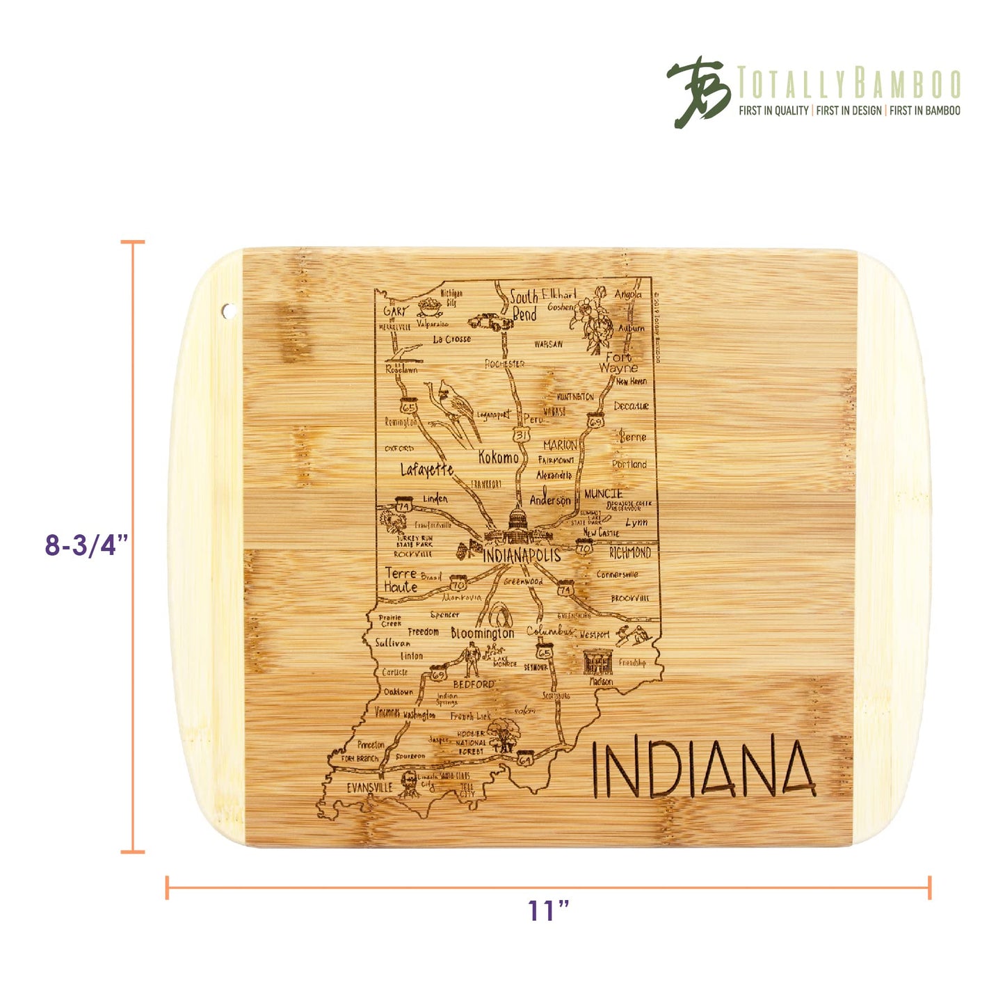 Totally Bamboo A Slice of Life Texas State Serving and Cutting Board, 11" x 8.75"