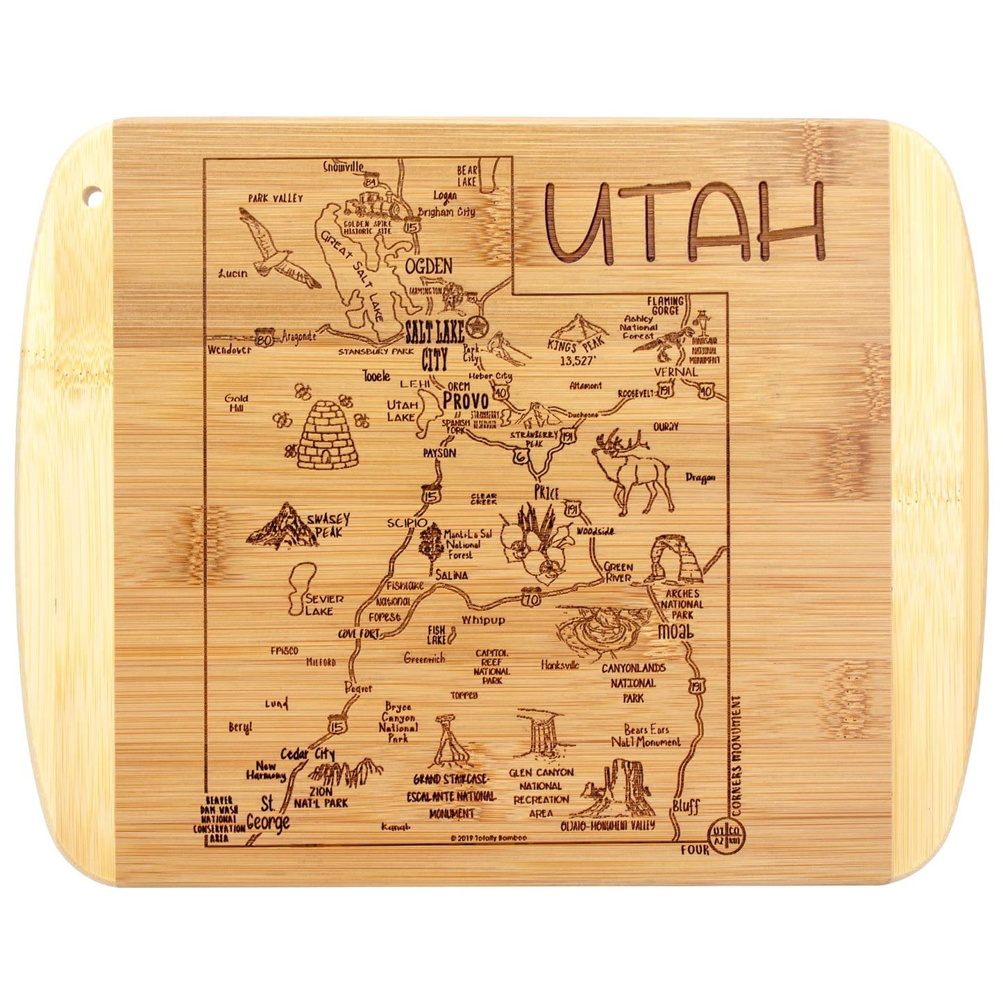 Totally Bamboo A Slice of Life Texas State Serving and Cutting Board, 11" x 8.75"