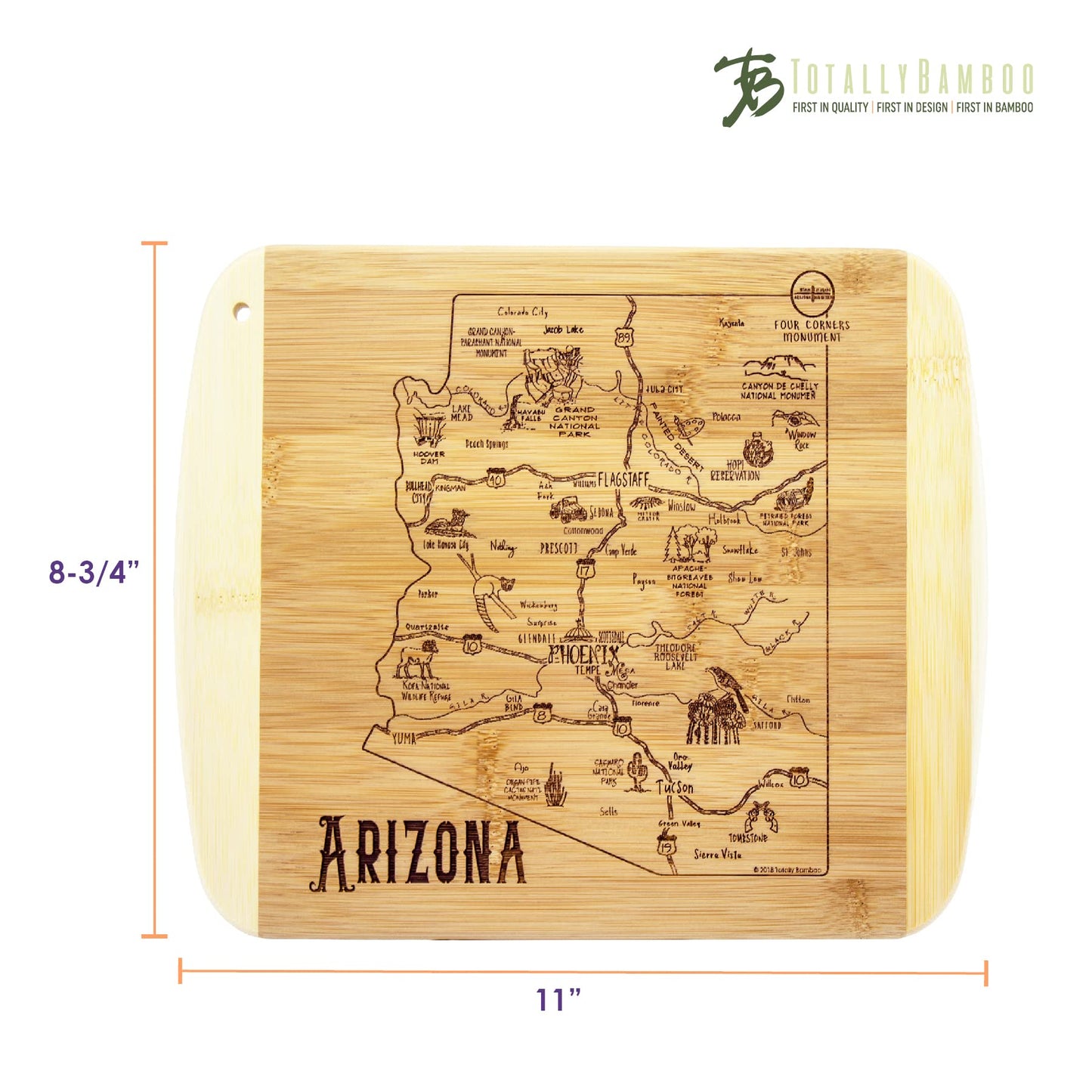 Totally Bamboo A Slice of Life Texas State Serving and Cutting Board, 11" x 8.75"