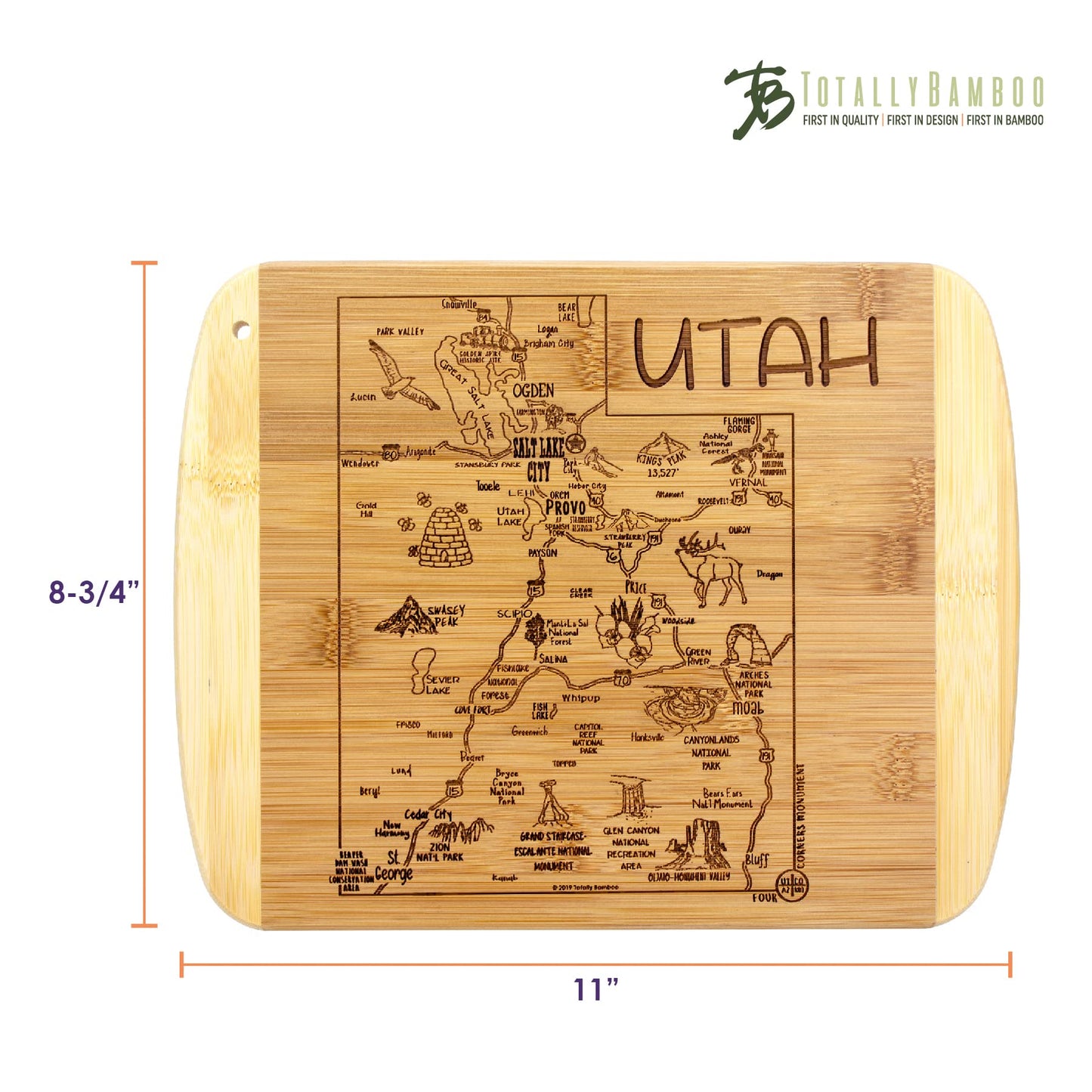 Totally Bamboo A Slice of Life Texas State Serving and Cutting Board, 11" x 8.75"