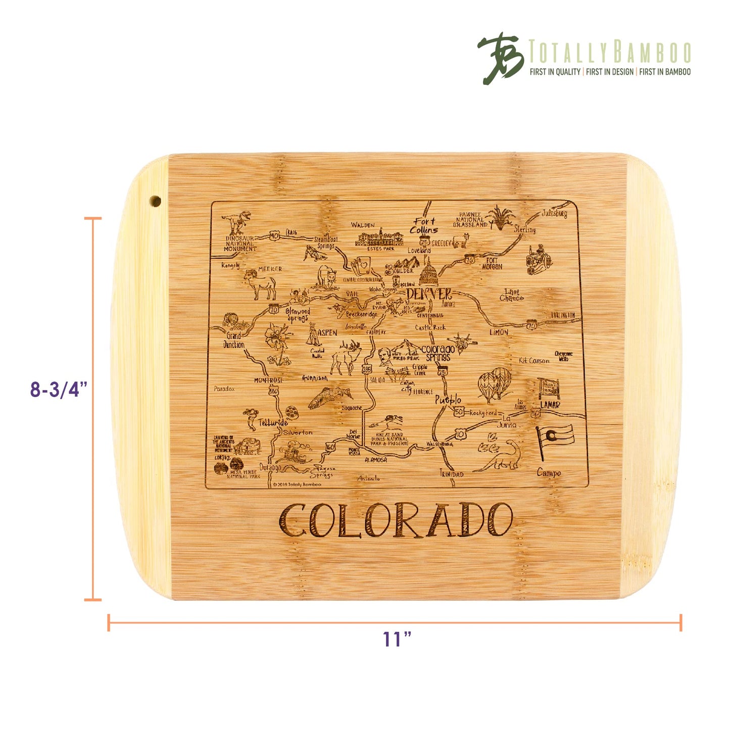 Totally Bamboo A Slice of Life Texas State Serving and Cutting Board, 11" x 8.75"