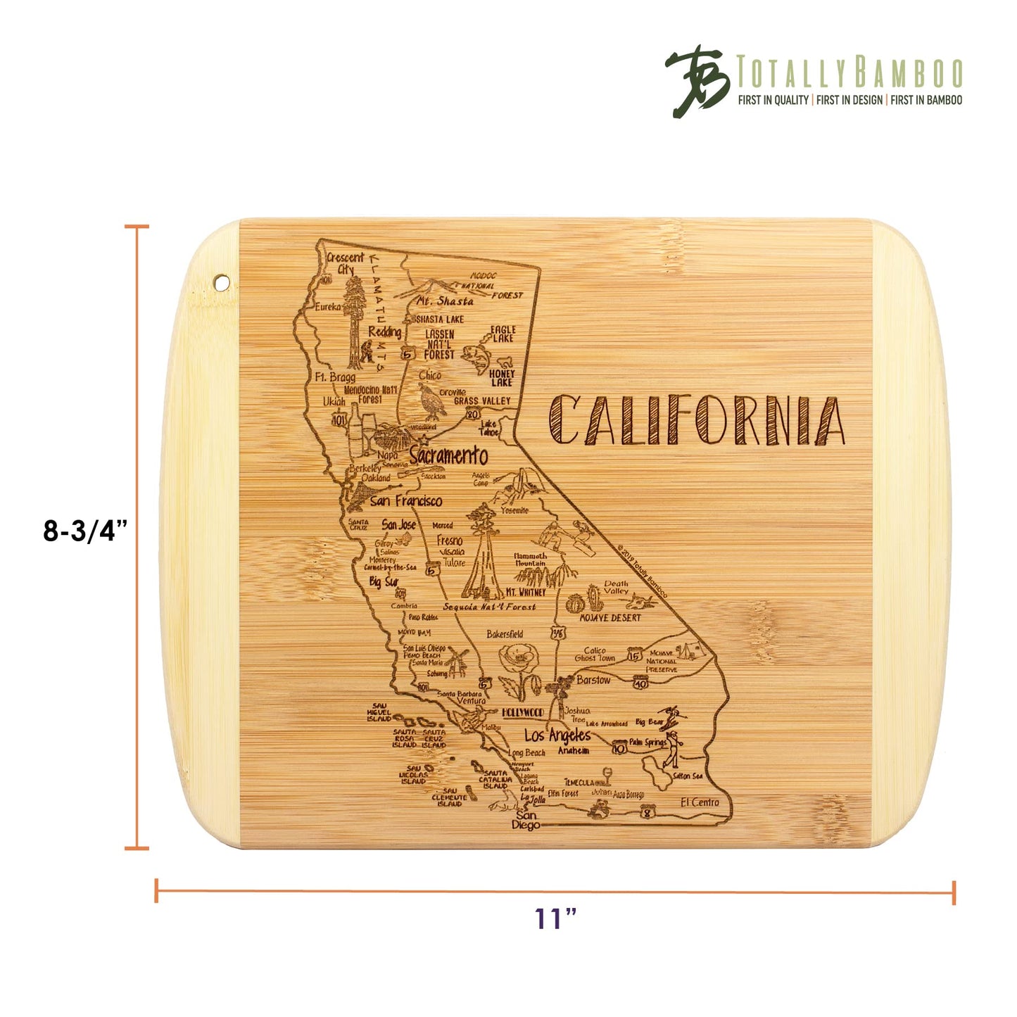 Totally Bamboo A Slice of Life Texas State Serving and Cutting Board, 11" x 8.75"