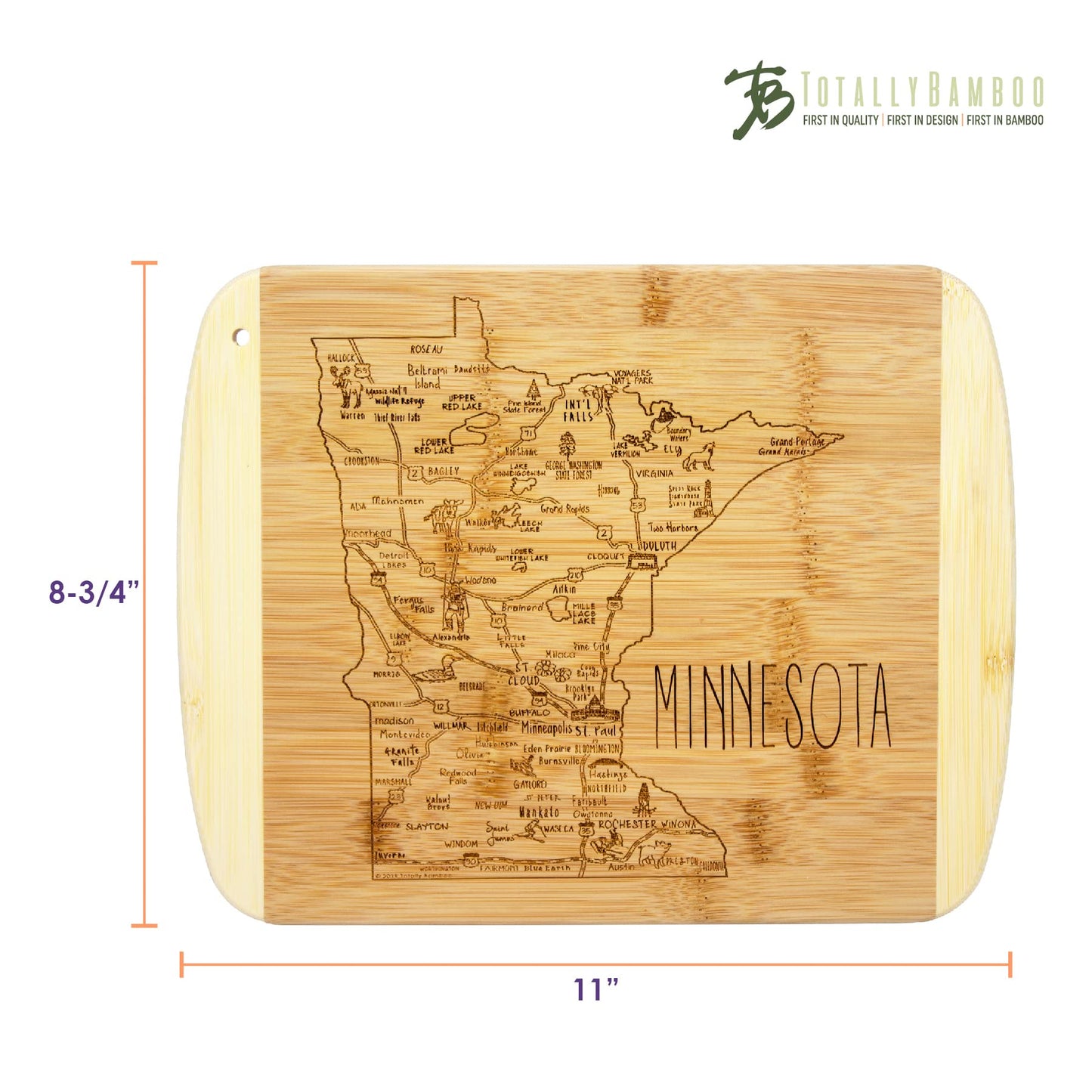 Totally Bamboo A Slice of Life Texas State Serving and Cutting Board, 11" x 8.75"