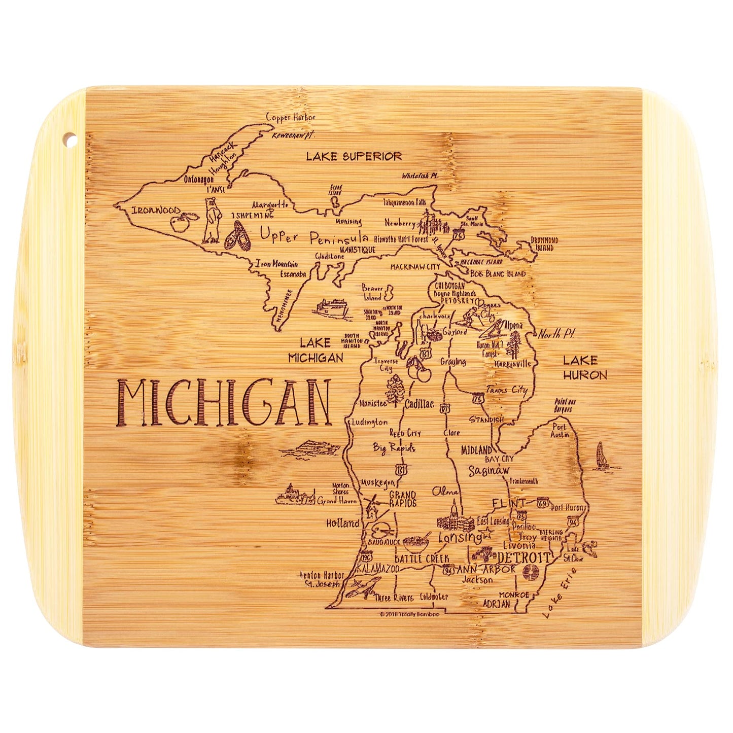 Totally Bamboo A Slice of Life Texas State Serving and Cutting Board, 11" x 8.75"