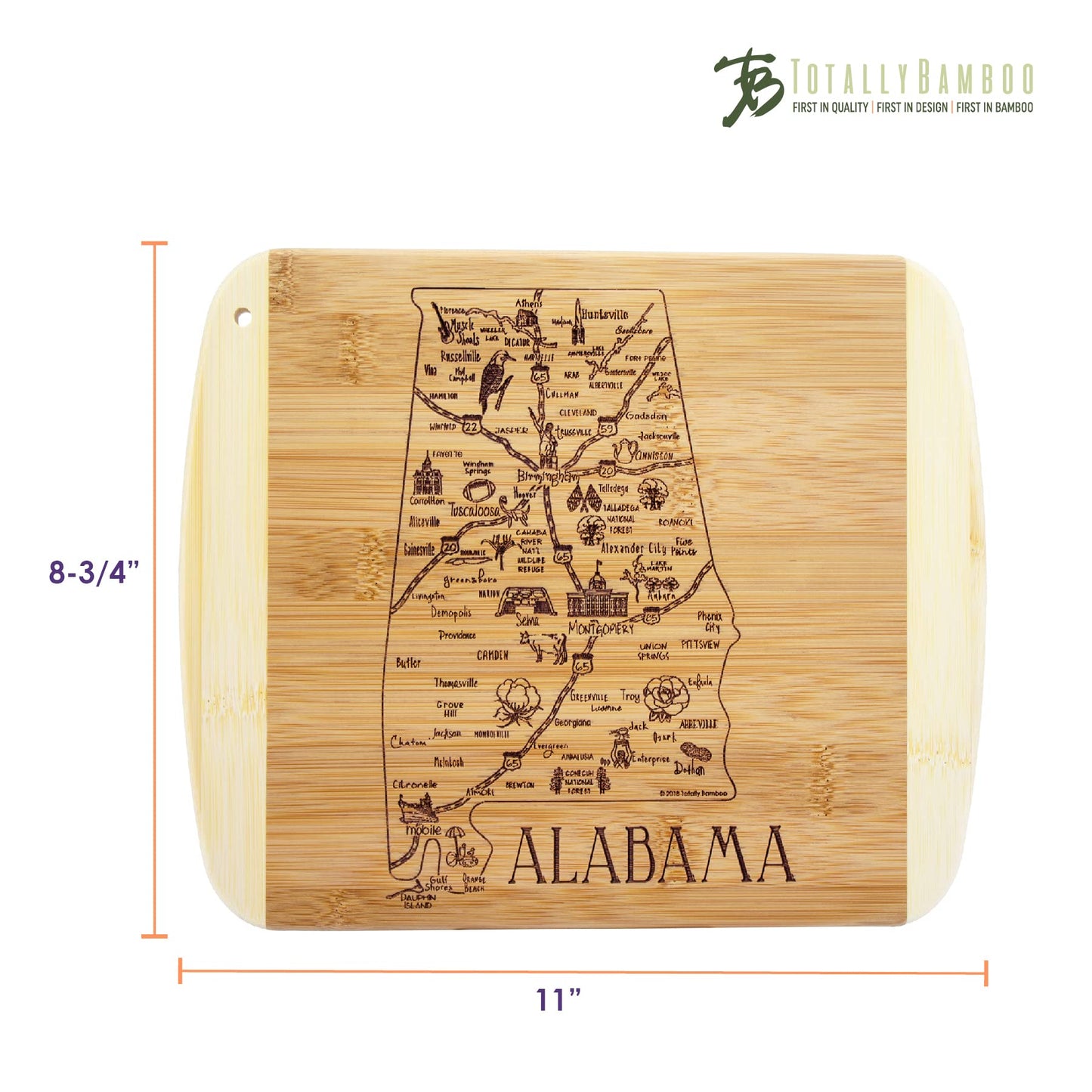 Totally Bamboo A Slice of Life Texas State Serving and Cutting Board, 11" x 8.75"