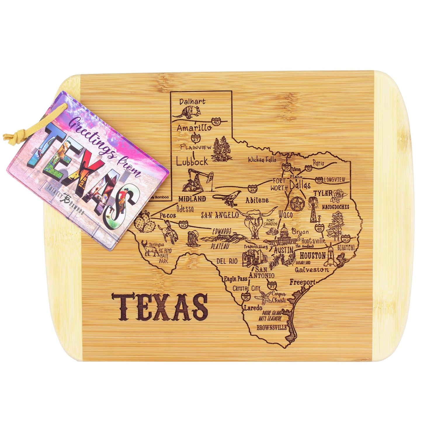 Totally Bamboo A Slice of Life Texas State Serving and Cutting Board, 11" x 8.75"