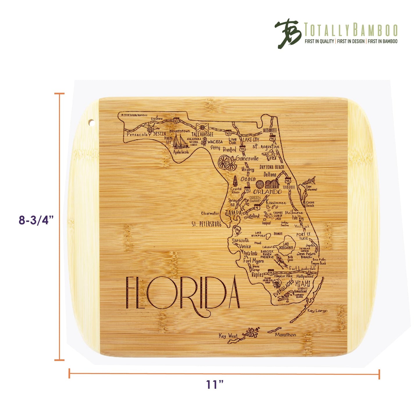 Totally Bamboo A Slice of Life Texas State Serving and Cutting Board, 11" x 8.75"