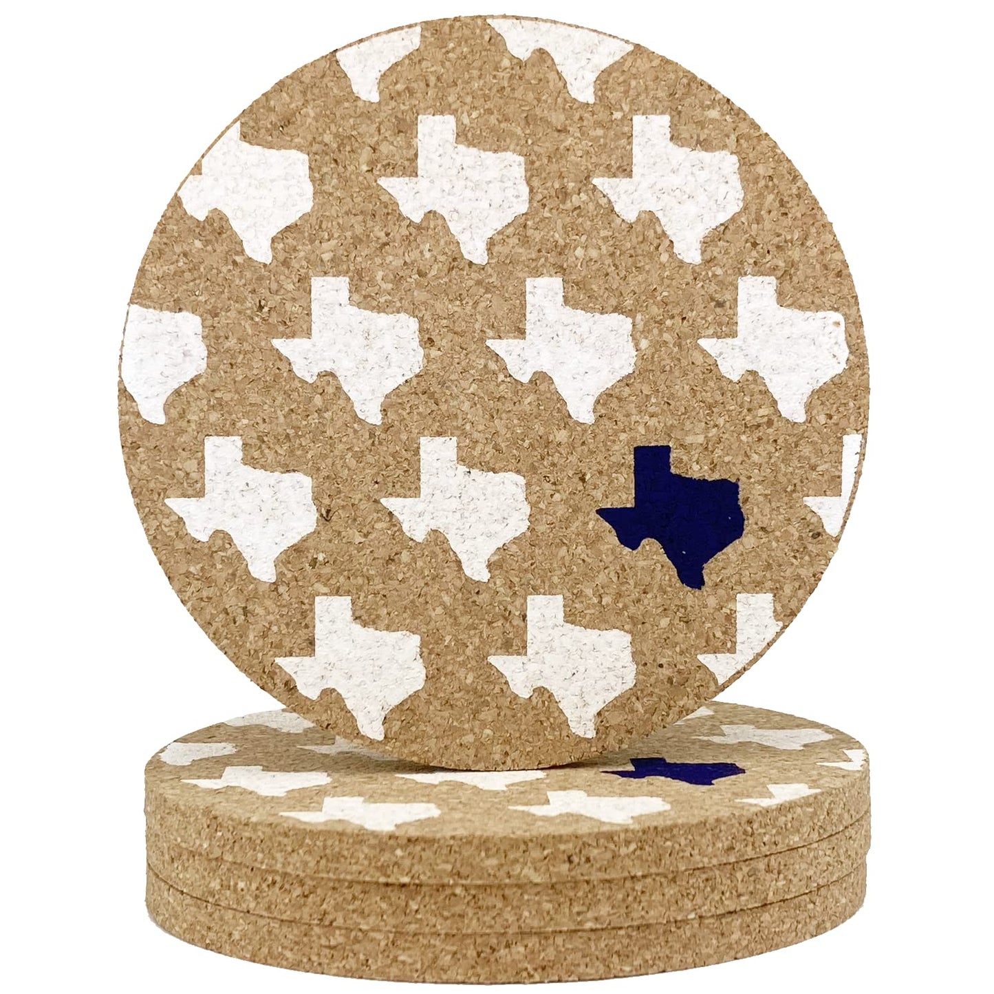 Texas Coaster Set Cork 3.5 Inch Coasters - 4 Texas Coasters Texas Gift