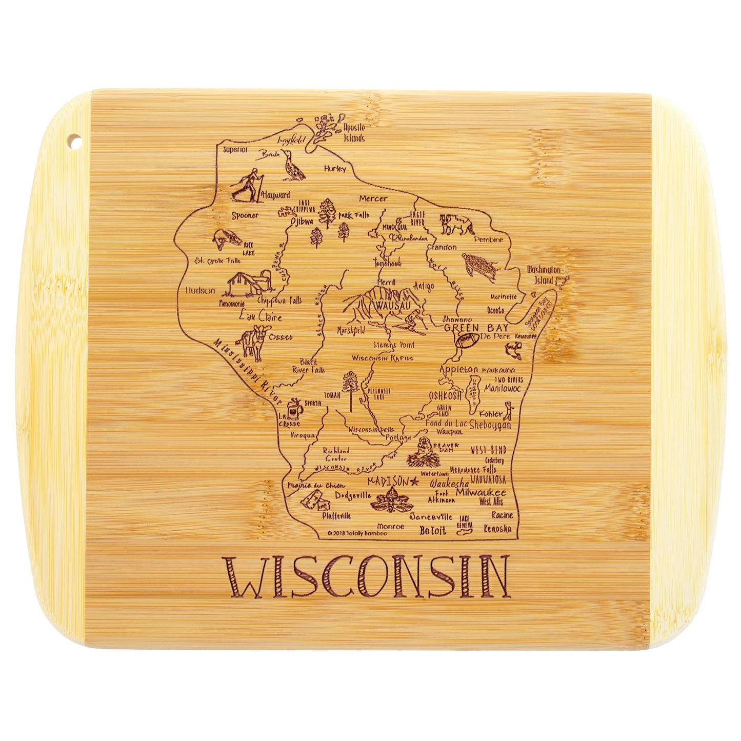 Totally Bamboo A Slice of Life Texas State Serving and Cutting Board, 11" x 8.75"