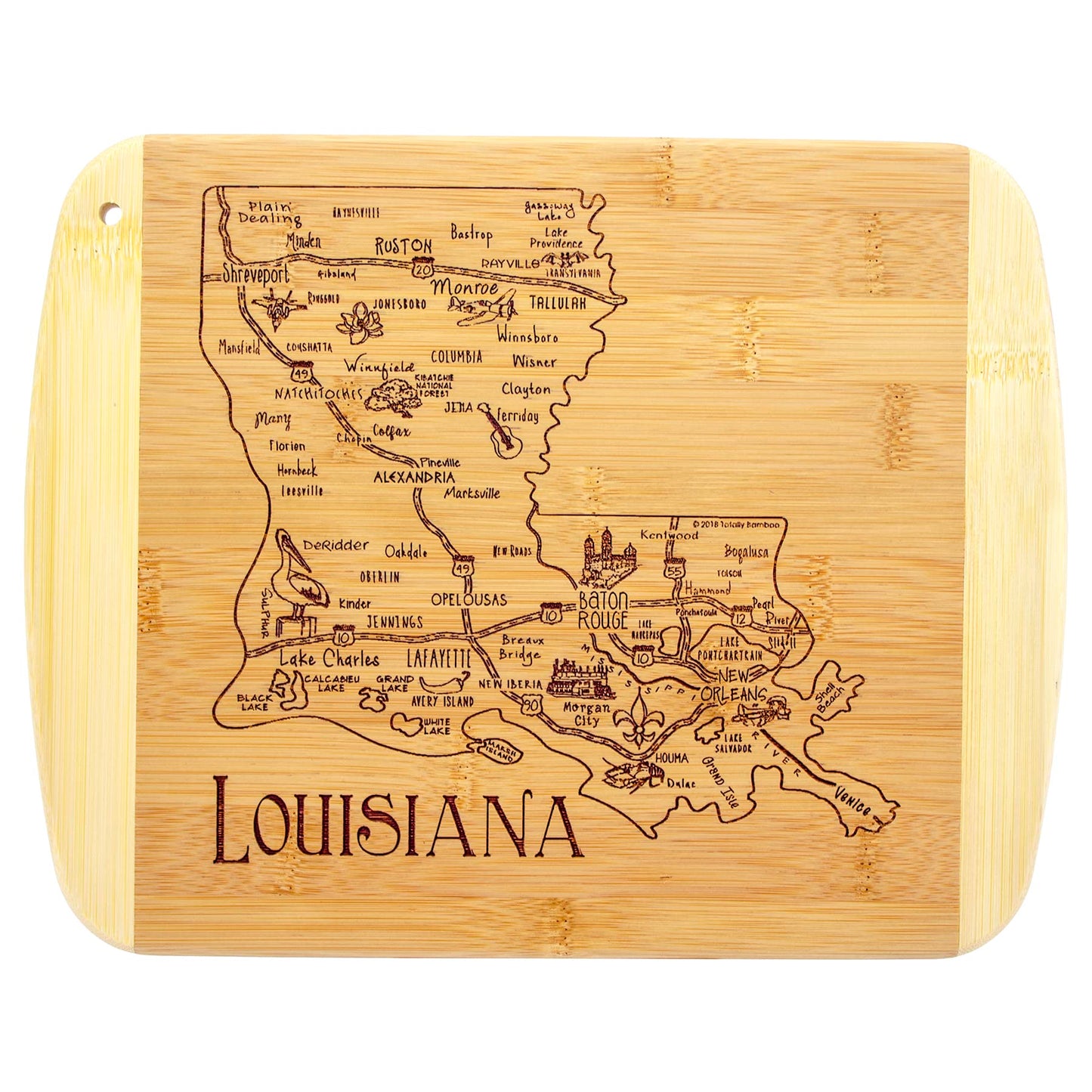 Totally Bamboo A Slice of Life Texas State Serving and Cutting Board, 11" x 8.75"