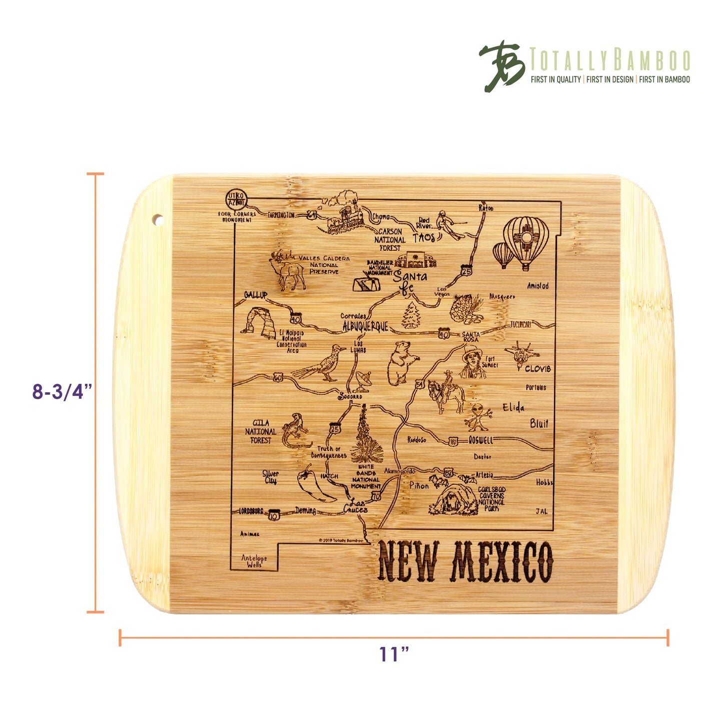 Totally Bamboo A Slice of Life Texas State Serving and Cutting Board, 11" x 8.75"